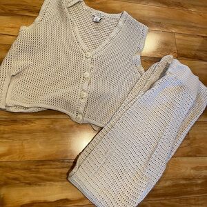 Sincerely Jules Cream Knit Pants and Vest Set